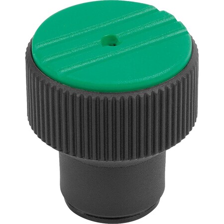 Kipp Torque Knurled Knob Size:3 D=M08, Thermoplastic Black Ral7021, Comp:Steel, Cap:Green Ral6032 K0277.3082
